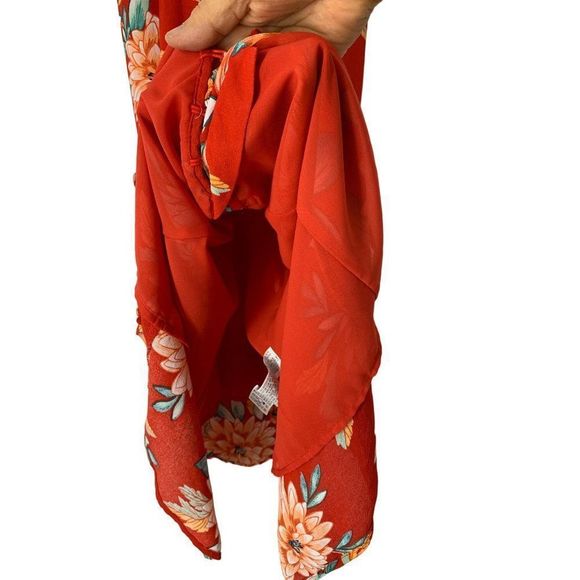 Women’s Forever 21 Orange Strap A Line Sz S Midi Dress Tropical 5324 - Picture 5 of 10